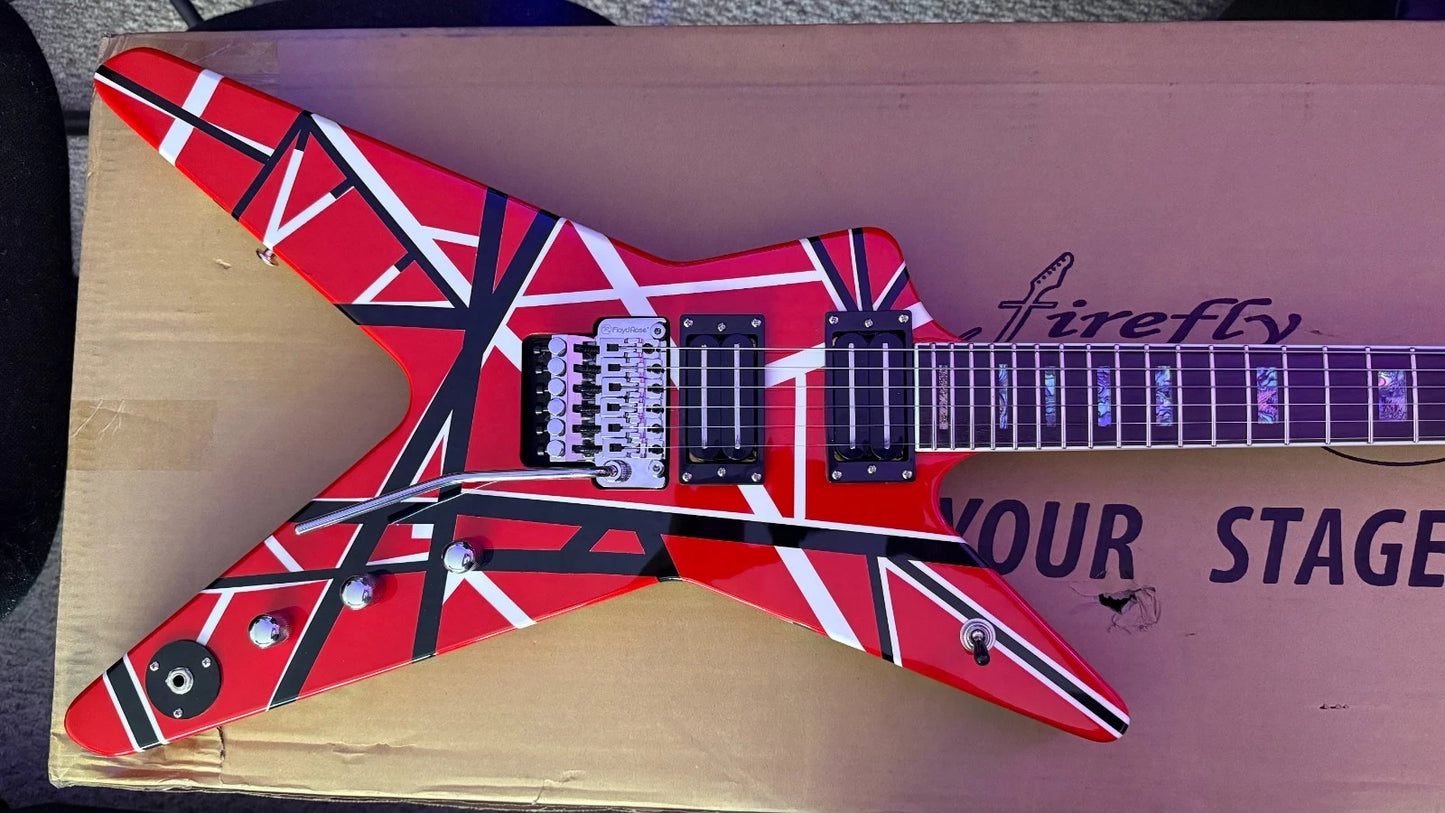 Firefly FFVX Stripes Electric Guitar - EVH and Dean Dime ML Inspired- Floyd Rose