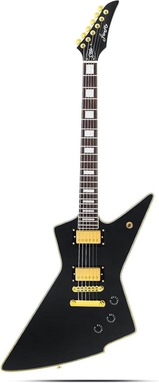 Firefly FFLX Solid Body Electric Guitar,Mahogany Guitar body,Stainless steel and ball end frets,rosewood fretboard(Black Color).