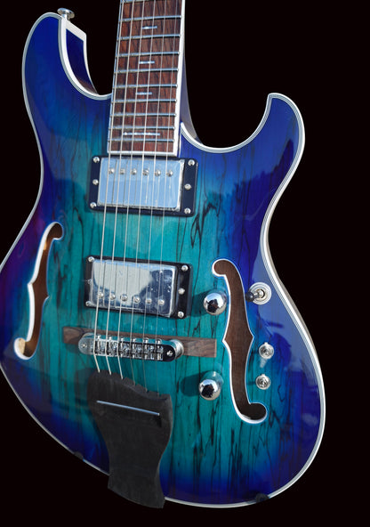 NEW Pegasus Spalted Maple Electric Guitar (Transparent Blue Color)
