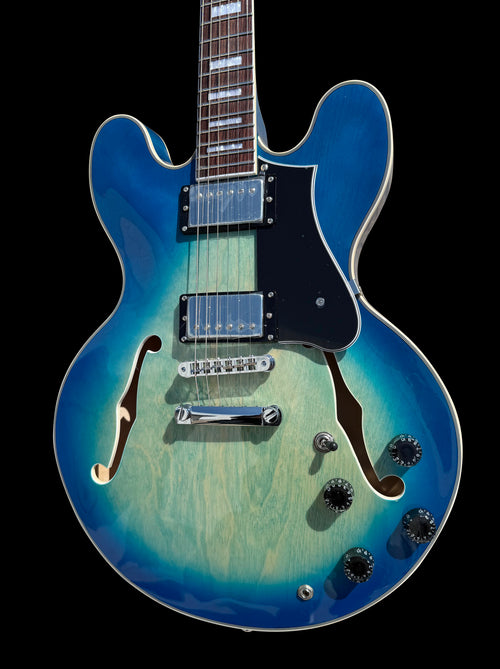 Firefly FF338PRO Full Size Semi Hollow body Electric Guitar （Transparent Blue )