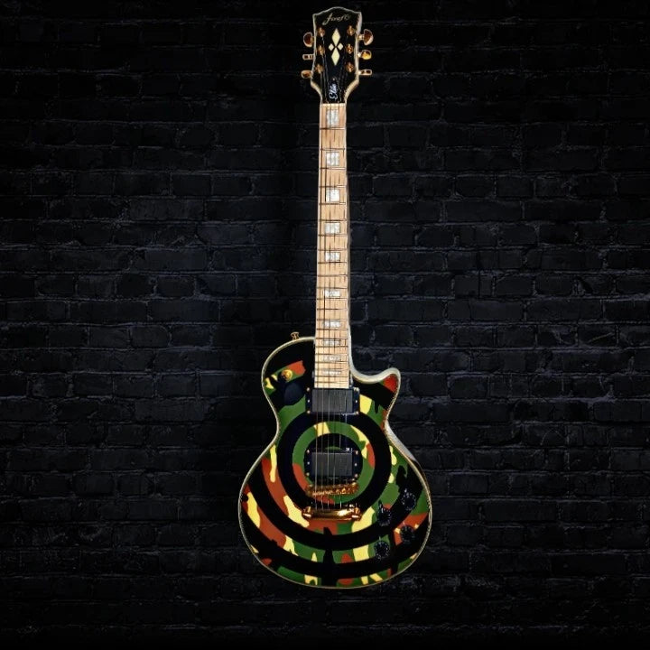 Firefly LP Style Electric Guitar Camouflage Bullseye Olive Drab