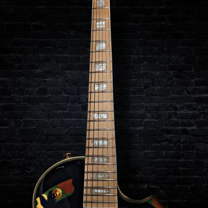 Firefly LP Style Electric Guitar Camouflage Bullseye Olive Drab