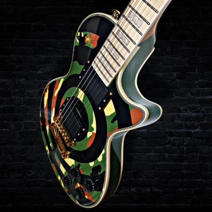 Firefly LP Style Electric Guitar Camouflage Bullseye Olive Drab